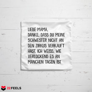 22Feels® Mama Geschenk - Kissen mit Spruch (Weiss 40x40cm)-Kissen Weiss 40x40-22Feels