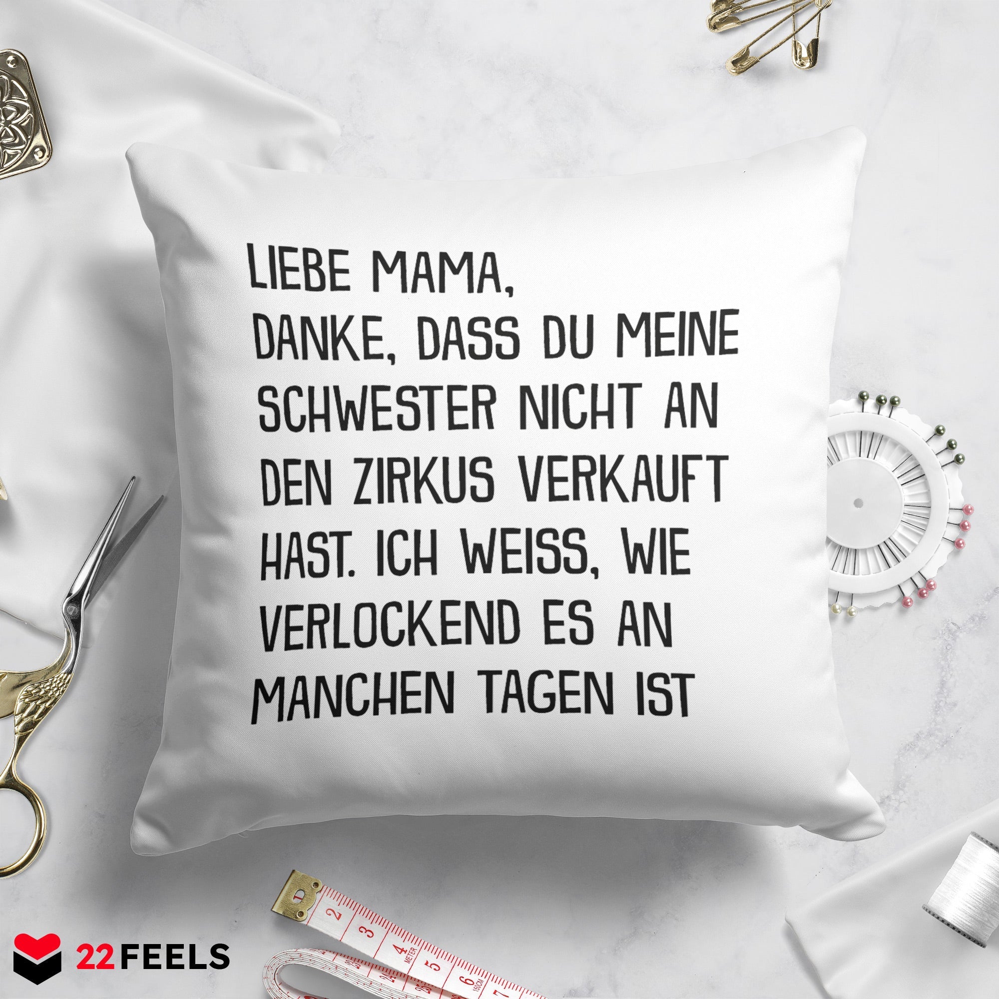 22Feels® Mama Geschenk - Kissen mit Spruch (Weiss 40x40cm)-Kissen Weiss 40x40-22Feels