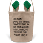22Feels® Mama Osterkorb Mutter mit Henkel Ostergeschenk Tragetasche Ostern Deko Osternest Körbchen Hasenohren (Beige/Grün)-Ostern Tragetasche-22Feels