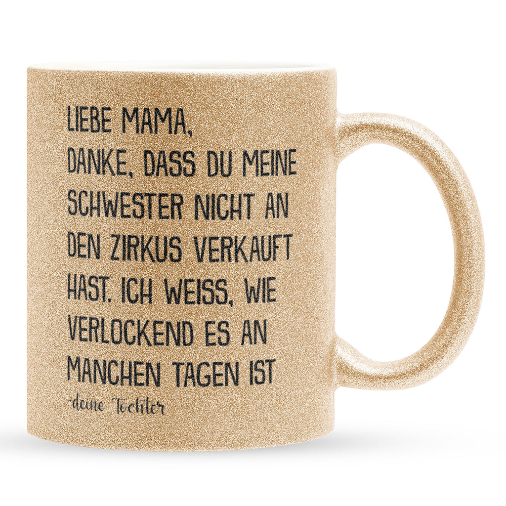 22Feels® Mama Geschenk von Tochter - Glitzertasse mit Spruch (Gold, 320ml)-Glitzertasse Gold 320ml-22Feels