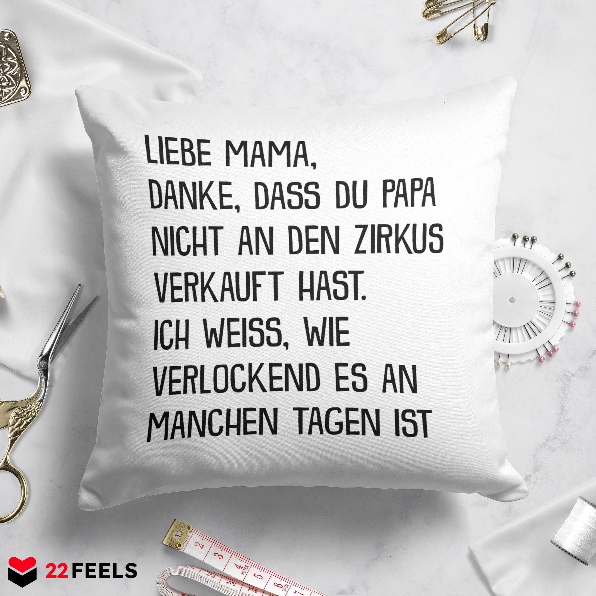22Feels® Mama Geschenk - Kissen mit Spruch (Weiss 40x40cm)-Kissen Weiss 40x40-22Feels