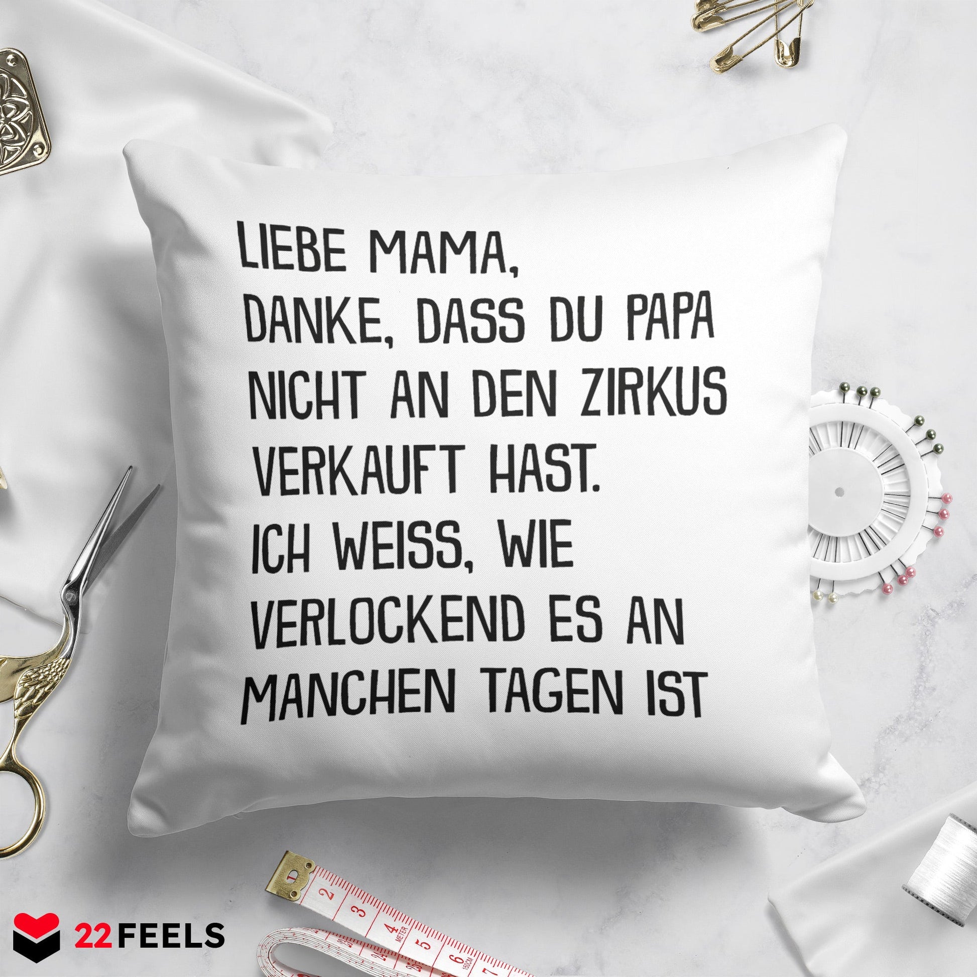 22Feels® Mama Geschenk - Kissen mit Spruch (Weiss 40x40cm)-Kissen Weiss 40x40-22Feels