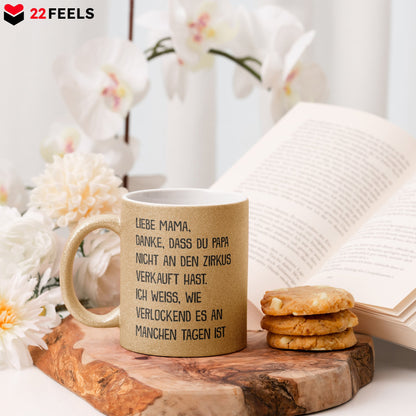 22Feels® Mama Geschenk - Glitzertasse mit Spruch (Gold, 320ml)-Glitzertasse Gold 320ml-22Feels