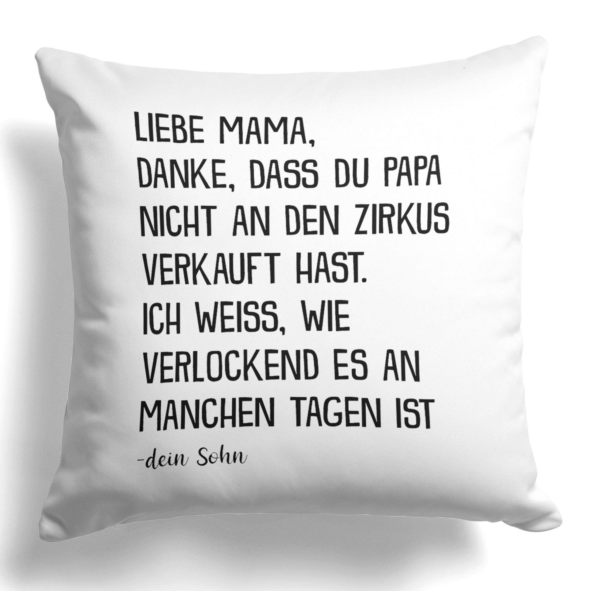 22Feels® Mama Geschenk vom Sohn - Kissen mit Spruch (Weiss 40x40cm)-Kissen Weiss 40x40-22Feels