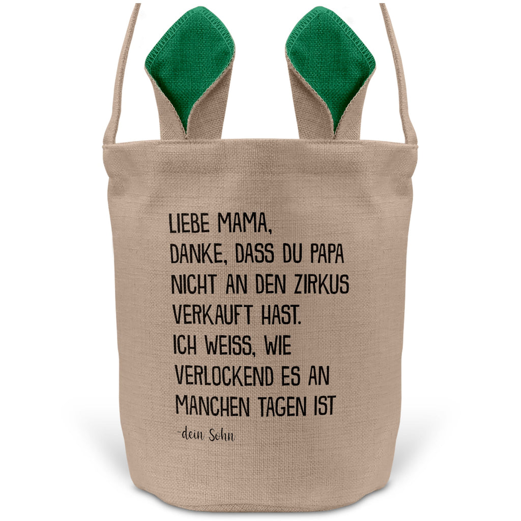 22Feels® Mama Osterkorb von Sohn Mutter mit Henkel Ostergeschenk Tragetasche Ostern Deko Osternest Körbchen Hasenohren (Beige/Grün)-Ostern Tragetasche-22Feels