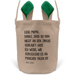 22Feels® Mama Osterkorb von Sohn Mutter mit Henkel Ostergeschenk Tragetasche Ostern Deko Osternest Körbchen Hasenohren (Beige/Grün)-Ostern Tragetasche-22Feels