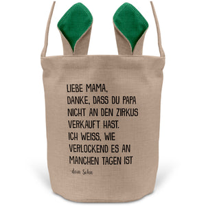 22Feels® Mama Osterkorb von Sohn Mutter mit Henkel Ostergeschenk Tragetasche Ostern Deko Osternest Körbchen Hasenohren (Beige/Grün)-Ostern Tragetasche-22Feels