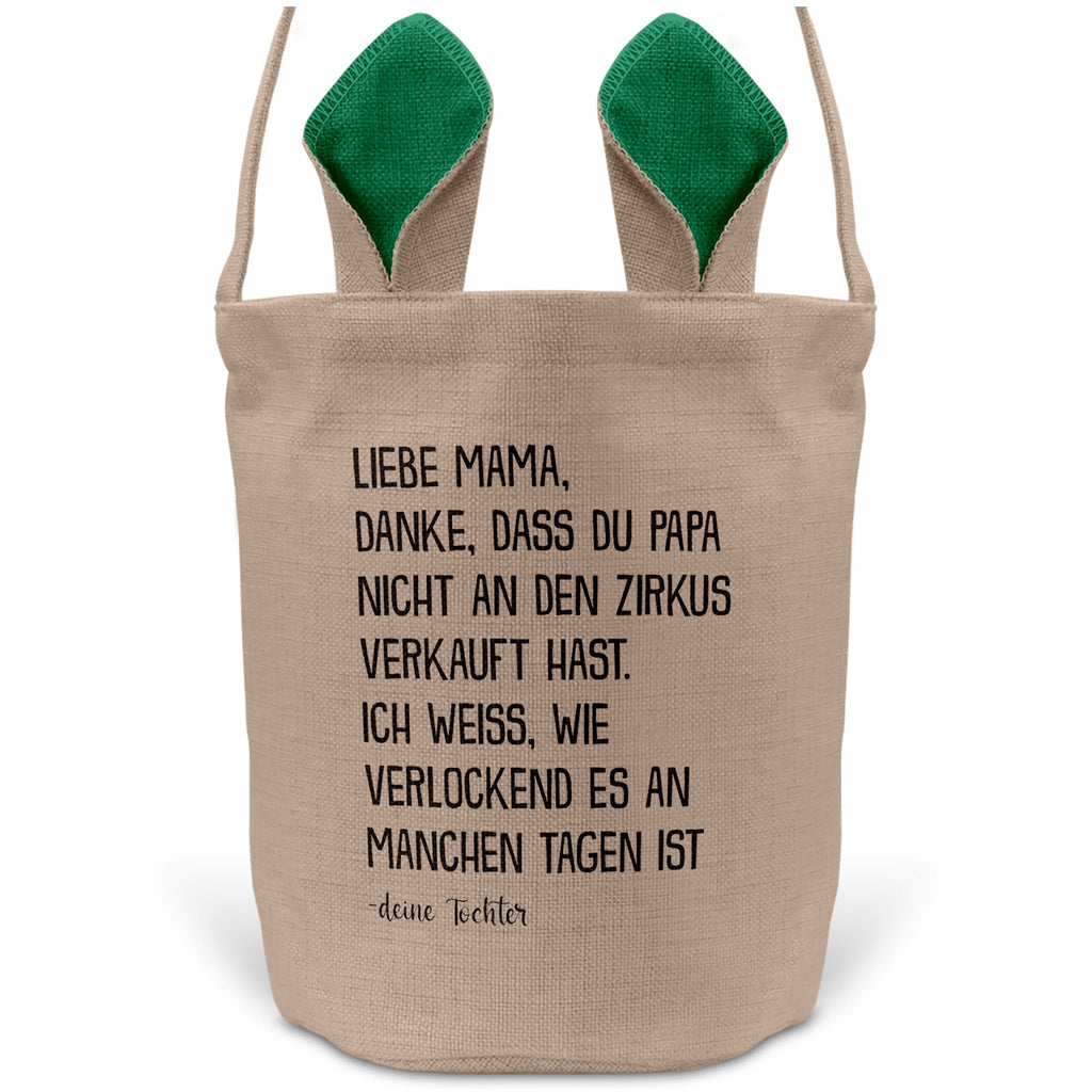 22Feels® Mama Osterkorb von Tochter Mutter mit Henkel Ostergeschenk Tragetasche Ostern Deko Osternest Körbchen Hasenohren (Beige/Grün)-Ostern Tragetasche-22Feels
