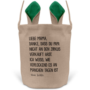 22Feels® Mama Osterkorb von Tochter Mutter mit Henkel Ostergeschenk Tragetasche Ostern Deko Osternest Körbchen Hasenohren (Beige/Grün)-Ostern Tragetasche-22Feels
