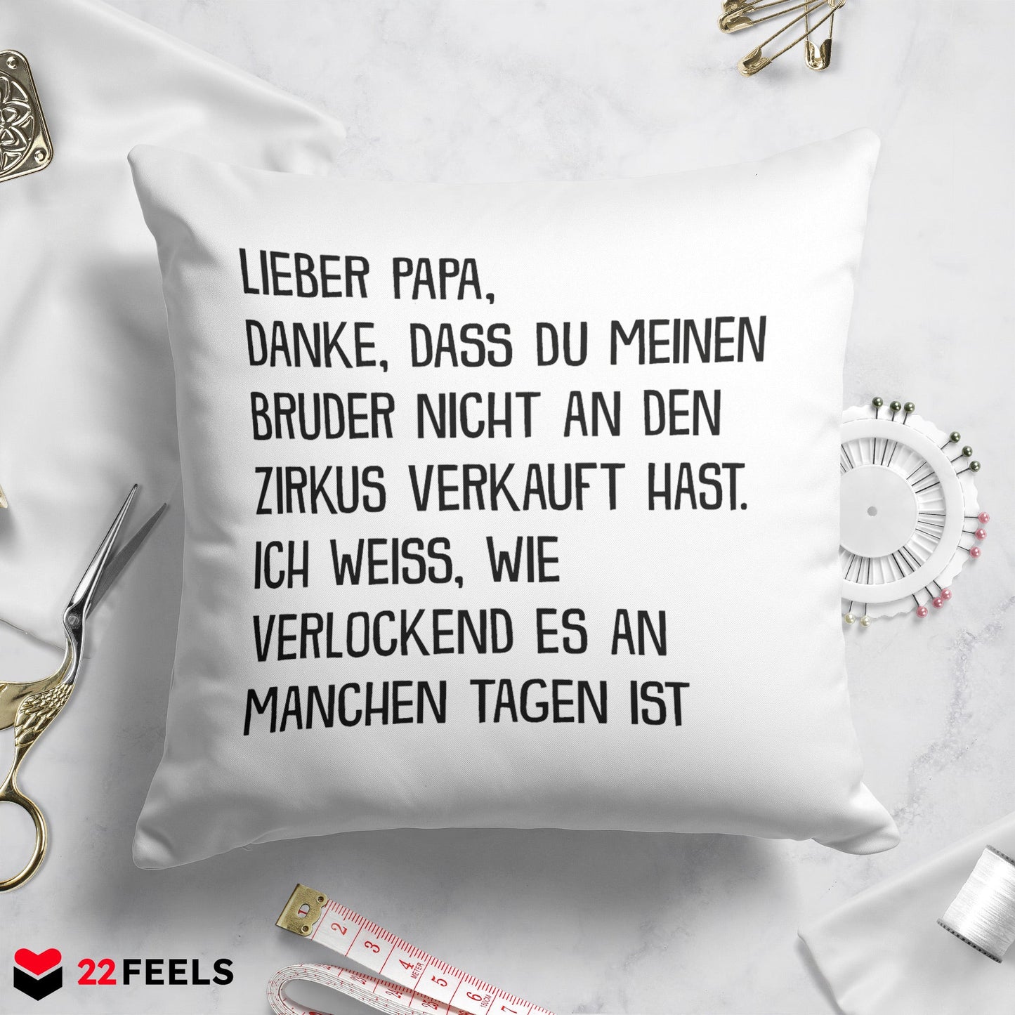 22Feels® Papa Geschenk - Kissen mit Spruch (Weiss 40x40cm)-Kissen Weiss 40x40-22Feels