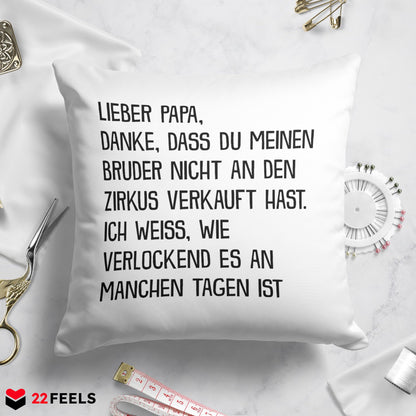 22Feels® Papa Geschenk - Kissen mit Spruch (Weiss 40x40cm)-Kissen Weiss 40x40-22Feels