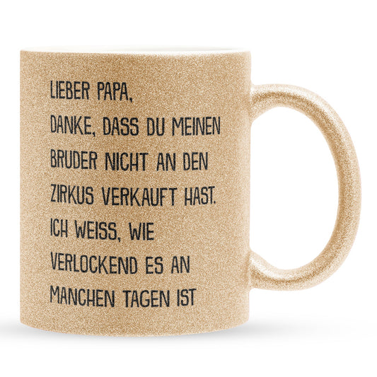 22Feels® Papa Geschenk - Glitzertasse mit Spruch (Gold, 320ml)-Glitzertasse Gold 320ml-22Feels