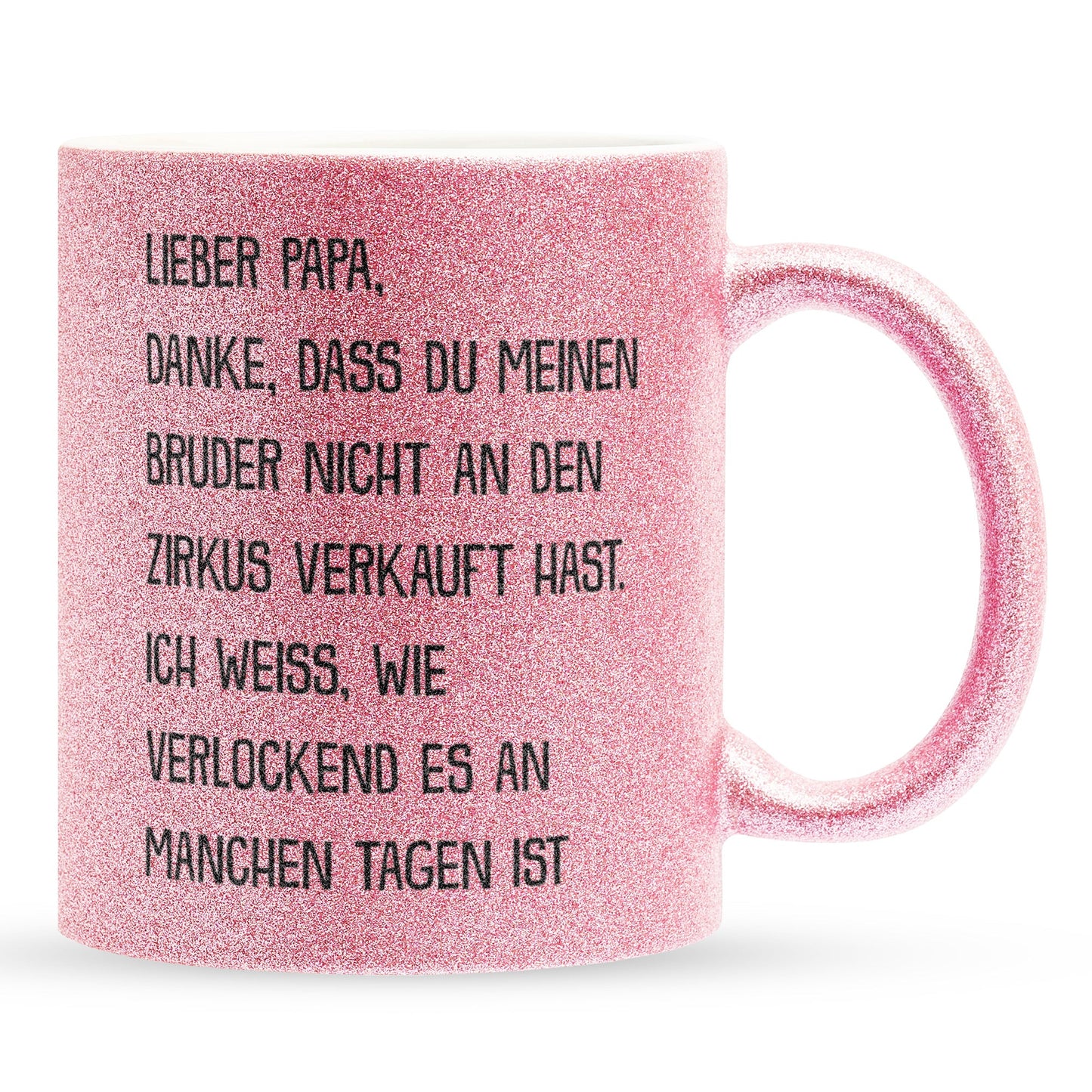 22Feels® Papa Geschenk - Glitzertasse mit Spruch (Pink, 320ml)-Glitzertasse Pink 320ml-22Feels