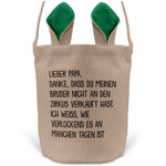 22Feels® Papa Osterkorb Vater mit Henkel Ostergeschenk Tragetasche Ostern Deko Osternest Körbchen Hasenohren (Beige/Grün)-Ostern Tragetasche-22Feels