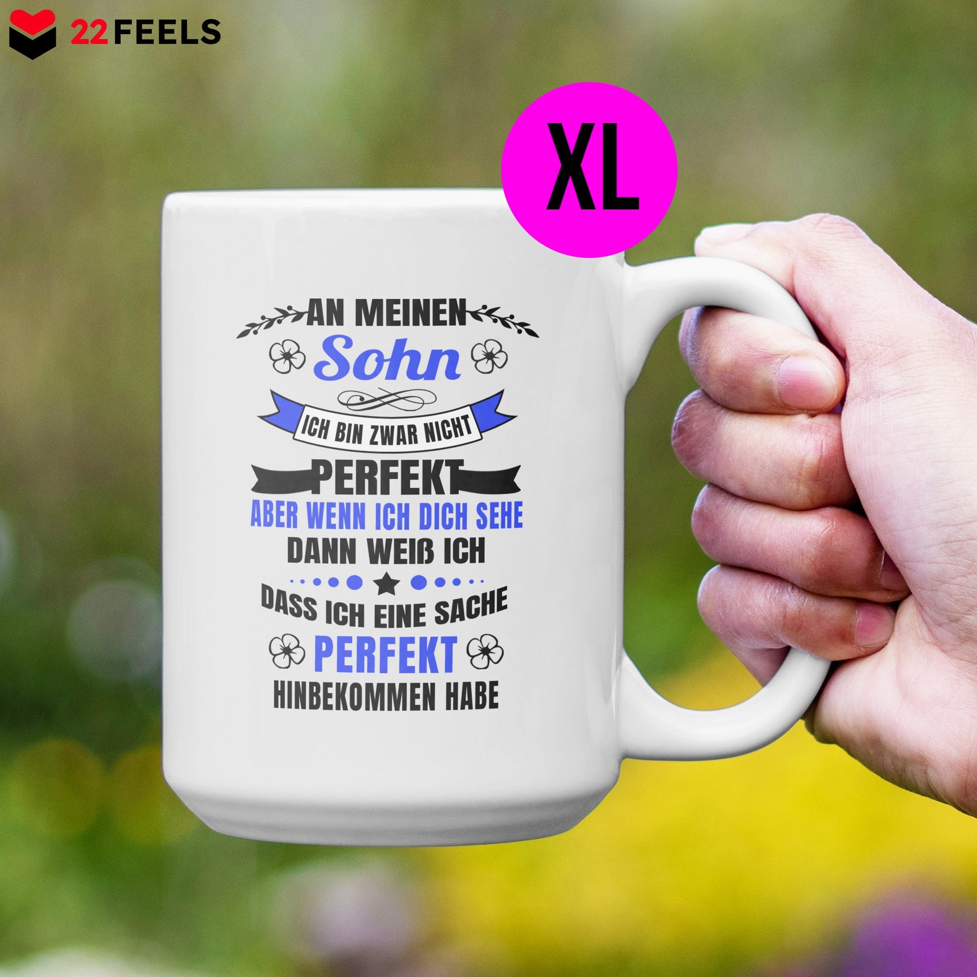 22Feels® Sohn Geschenk - XL Tasse mit Spruch (Weiss, 440ml)-Weisse XL Tasse 440ml-22Feels