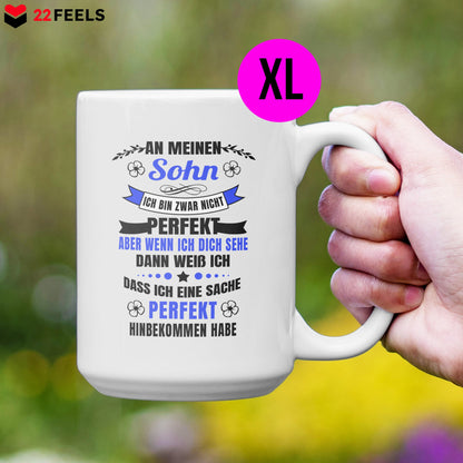 22Feels® Sohn Geschenk - XL Tasse mit Spruch (Weiss, 440ml)-Weisse XL Tasse 440ml-22Feels
