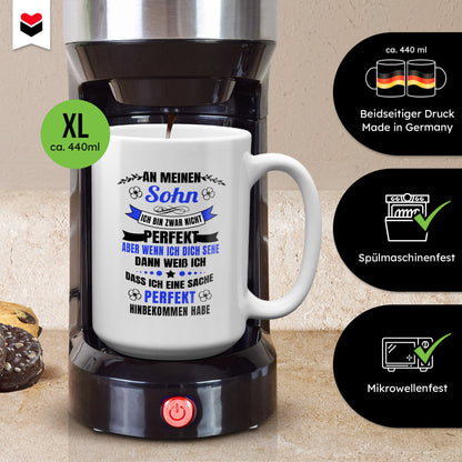 22Feels® Sohn Geschenk - XL Tasse mit Spruch (Weiss, 440ml)-Weisse XL Tasse 440ml-22Feels
