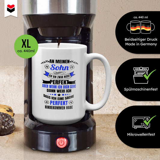 22Feels® Sohn Geschenk - XL Tasse mit Spruch (Weiss, 440ml)-Weisse XL Tasse 440ml-22Feels