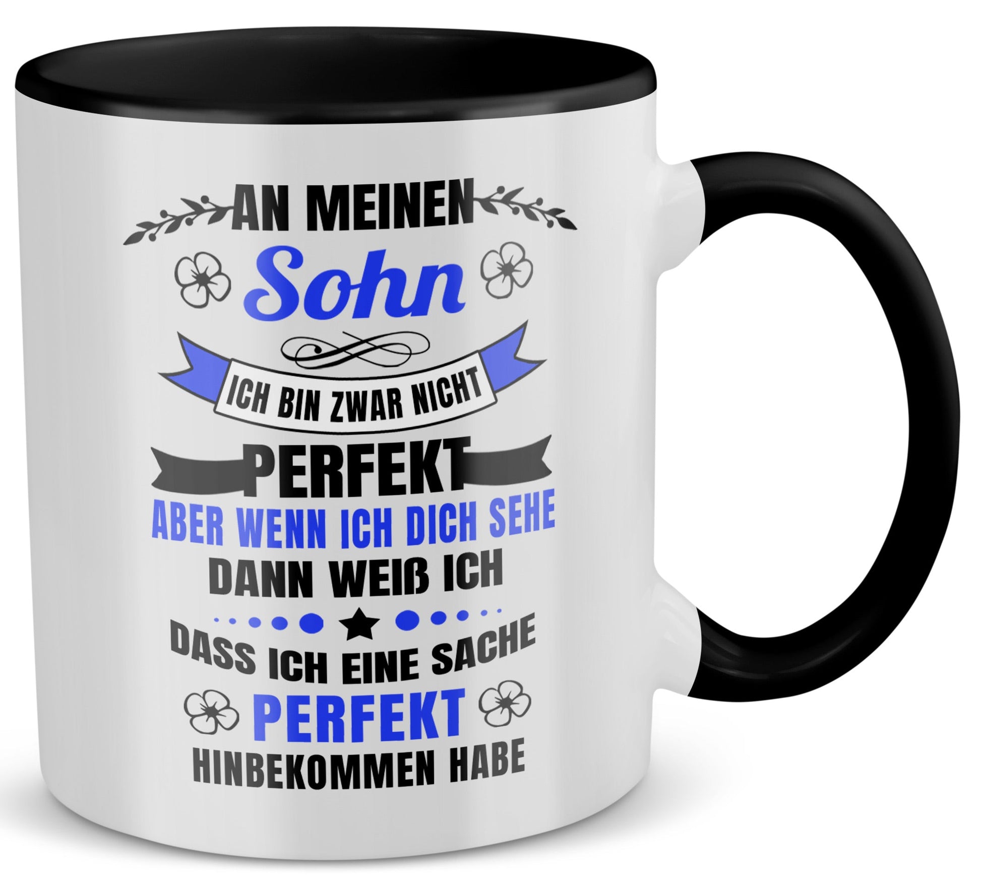 22Feels® Sohn Geschenk - Tasse mit Spruch (Weiss-Schwarz, 320ml)-TwoTone Tasse Weiss-Schwarz 320ml-22Feels