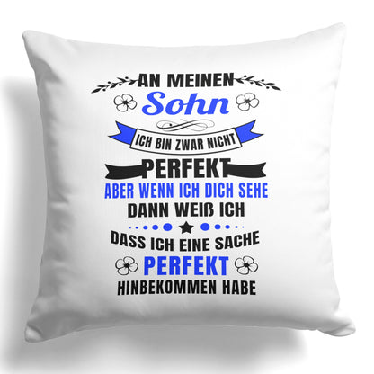22Feels® Sohn Geschenk - Kissen mit Spruch (Weiss 40x40cm)-Kissen Weiss 40x40-22Feels