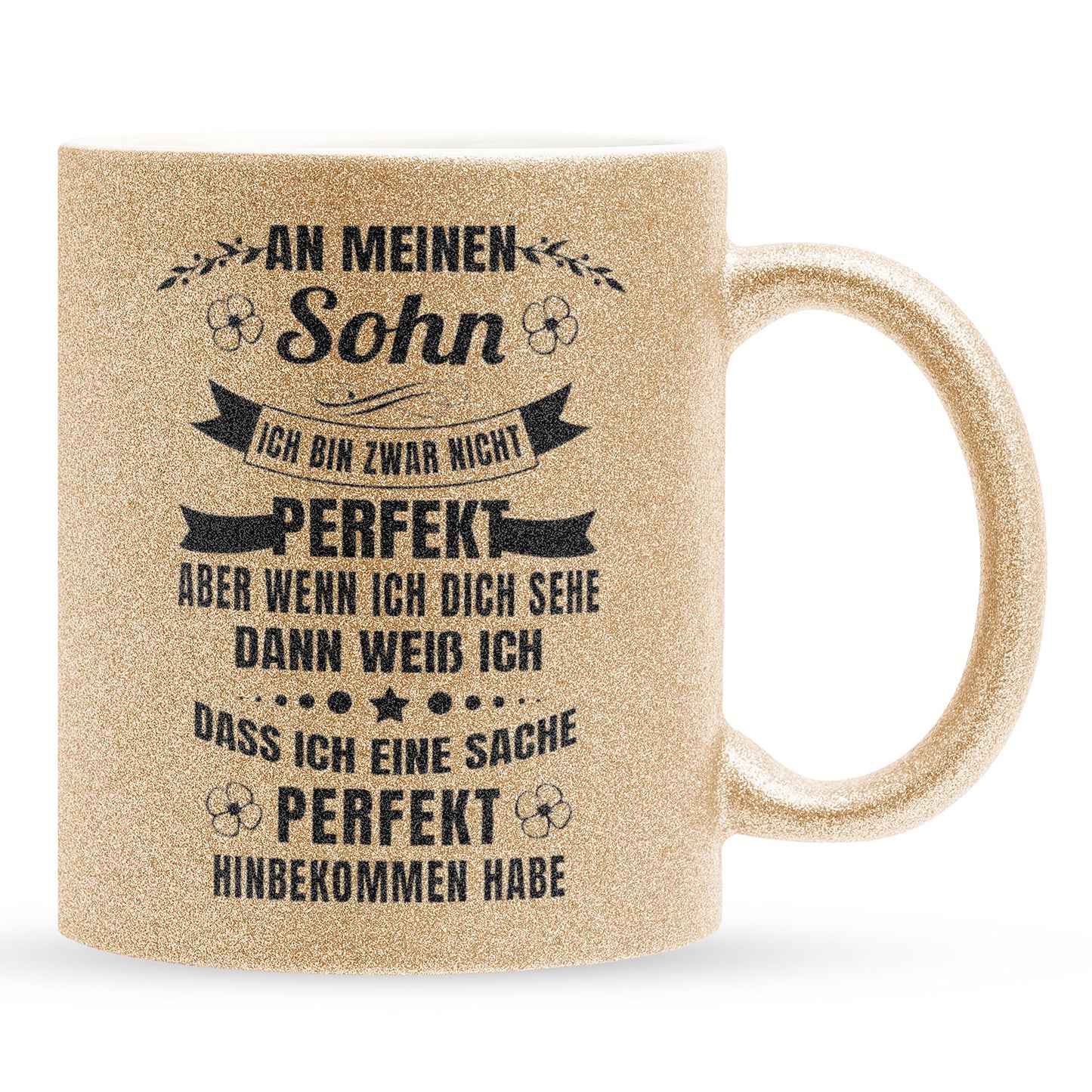 22Feels® Sohn Geschenk - Glitzertasse mit Spruch (Gold, 320ml)-Glitzertasse Gold 320ml-22Feels