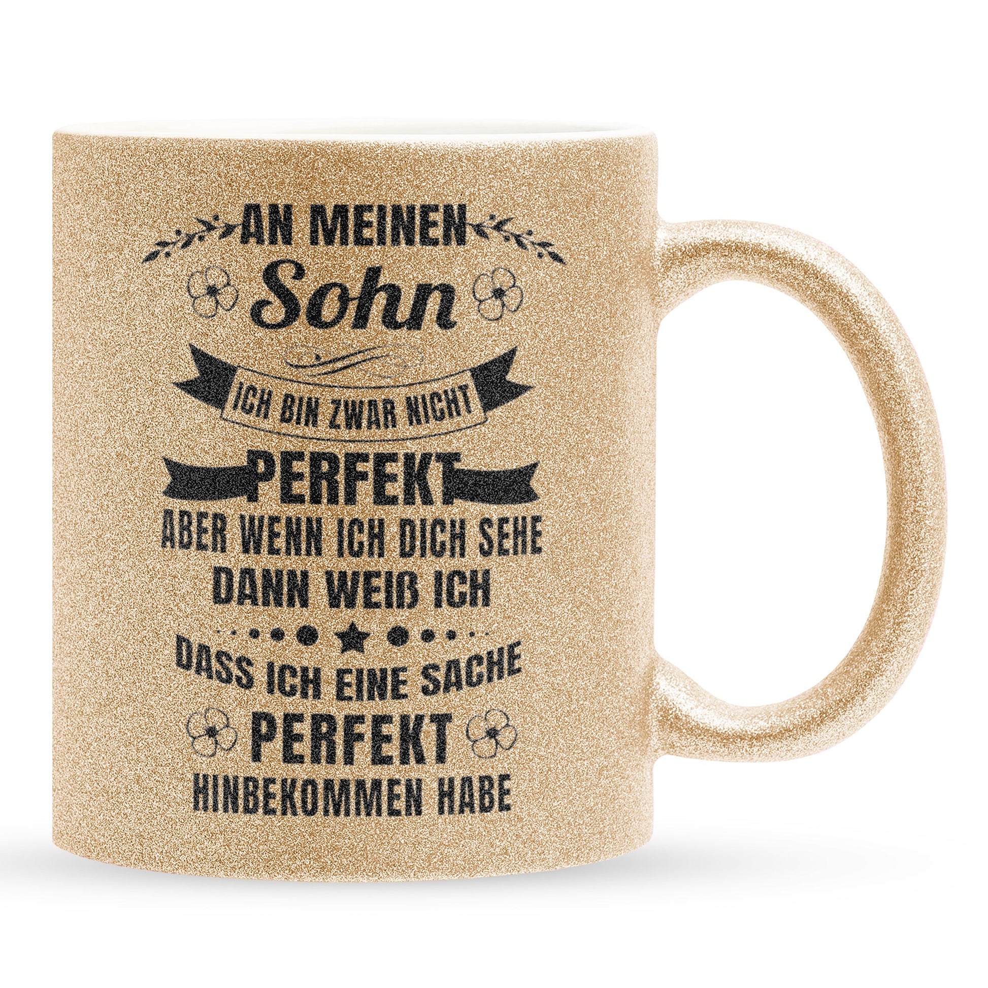 22Feels® Sohn Geschenk - Glitzertasse mit Spruch (Gold, 320ml)-Glitzertasse Gold 320ml-22Feels