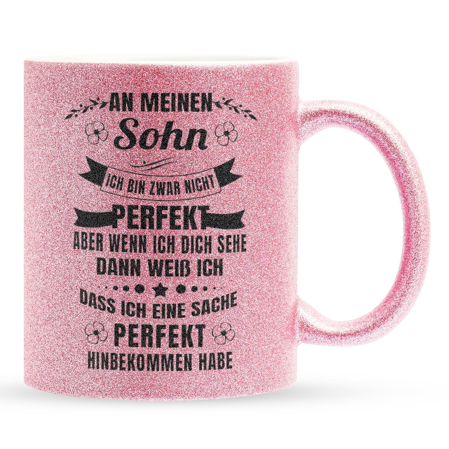 22Feels® Sohn Geschenk - Glitzertasse mit Spruch (Pink, 320ml)-Glitzertasse Pink 320ml-22Feels