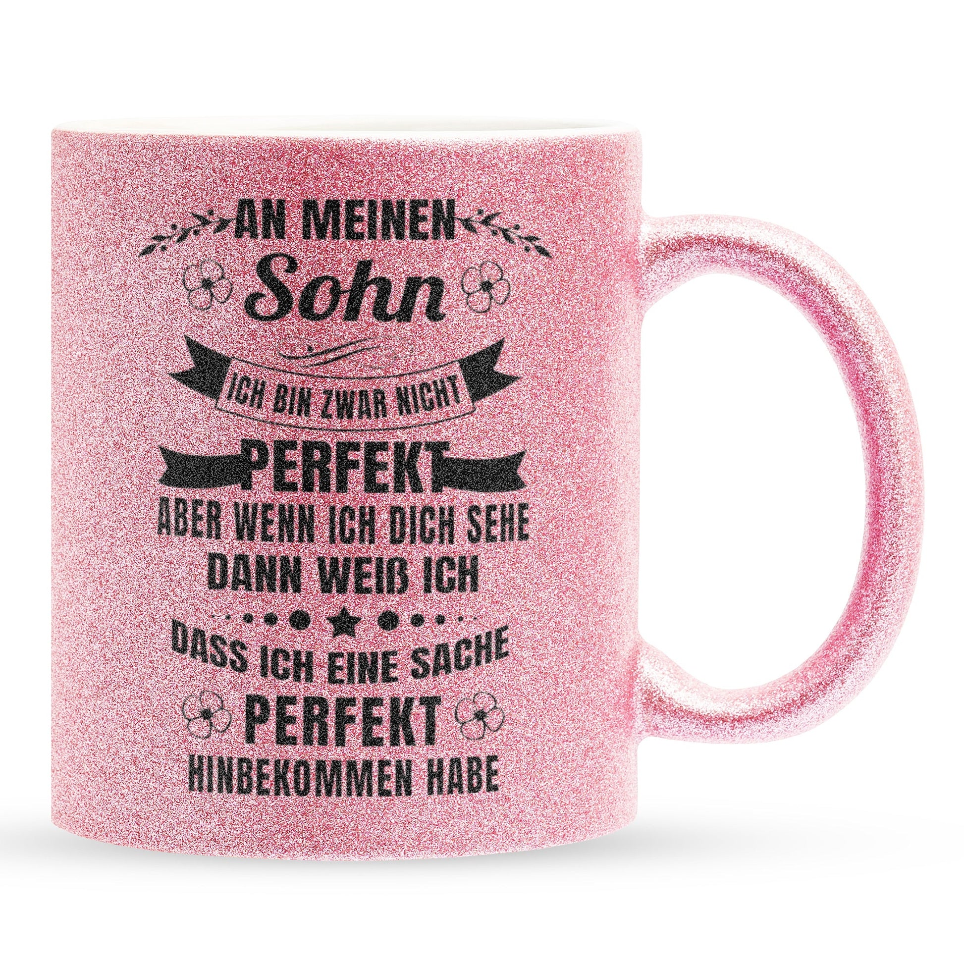 22Feels® Sohn Geschenk - Glitzertasse mit Spruch (Pink, 320ml)-Glitzertasse Pink 320ml-22Feels