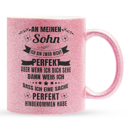 22Feels® Sohn Geschenk - Glitzertasse mit Spruch (Pink, 320ml)-Glitzertasse Pink 320ml-22Feels