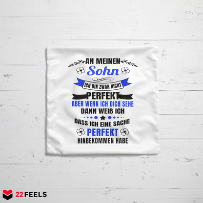 22Feels® Sohn Geschenk - Kissen mit Spruch (Weiss 40x40cm)-Kissen Weiss 40x40-22Feels