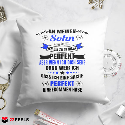 22Feels® Sohn Geschenk - Kissen mit Spruch (Weiss 40x40cm)-Kissen Weiss 40x40-22Feels