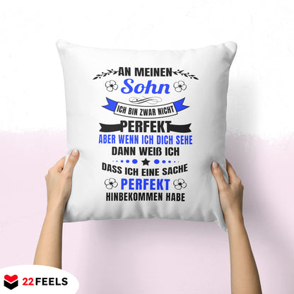 22Feels® Sohn Geschenk - Kissen mit Spruch (Weiss 40x40cm)-Kissen Weiss 40x40-22Feels