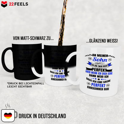 22Feels® Sohn Geschenk - Zaubertasse mit Spruch (Matt-Schwarz und Weiss, 320ml)-Farbwechsel Tasse Matt 320ml-22Feels
