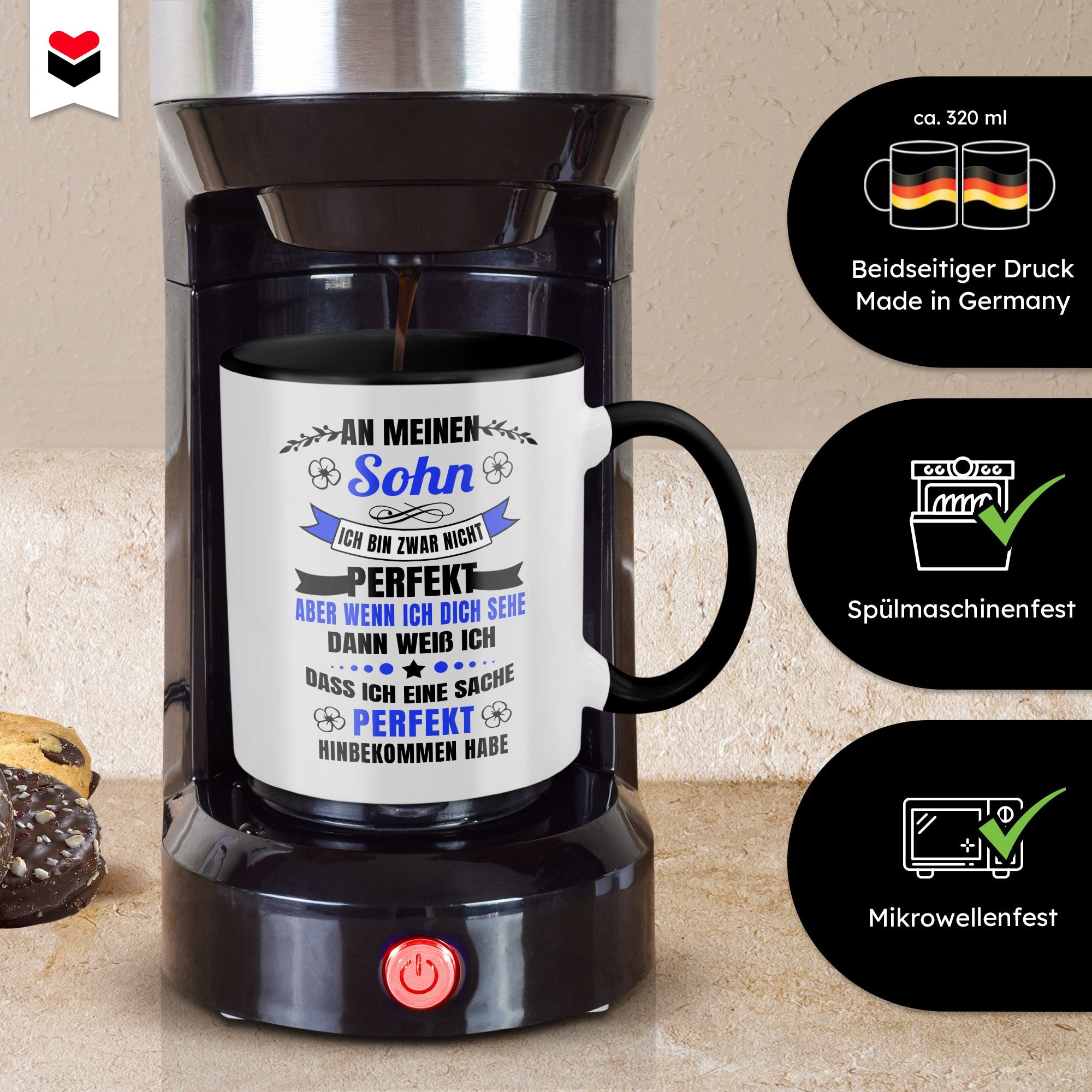 22Feels® Sohn Geschenk - Tasse mit Spruch (Weiss-Schwarz, 320ml)-TwoTone Tasse Weiss-Schwarz 320ml-22Feels