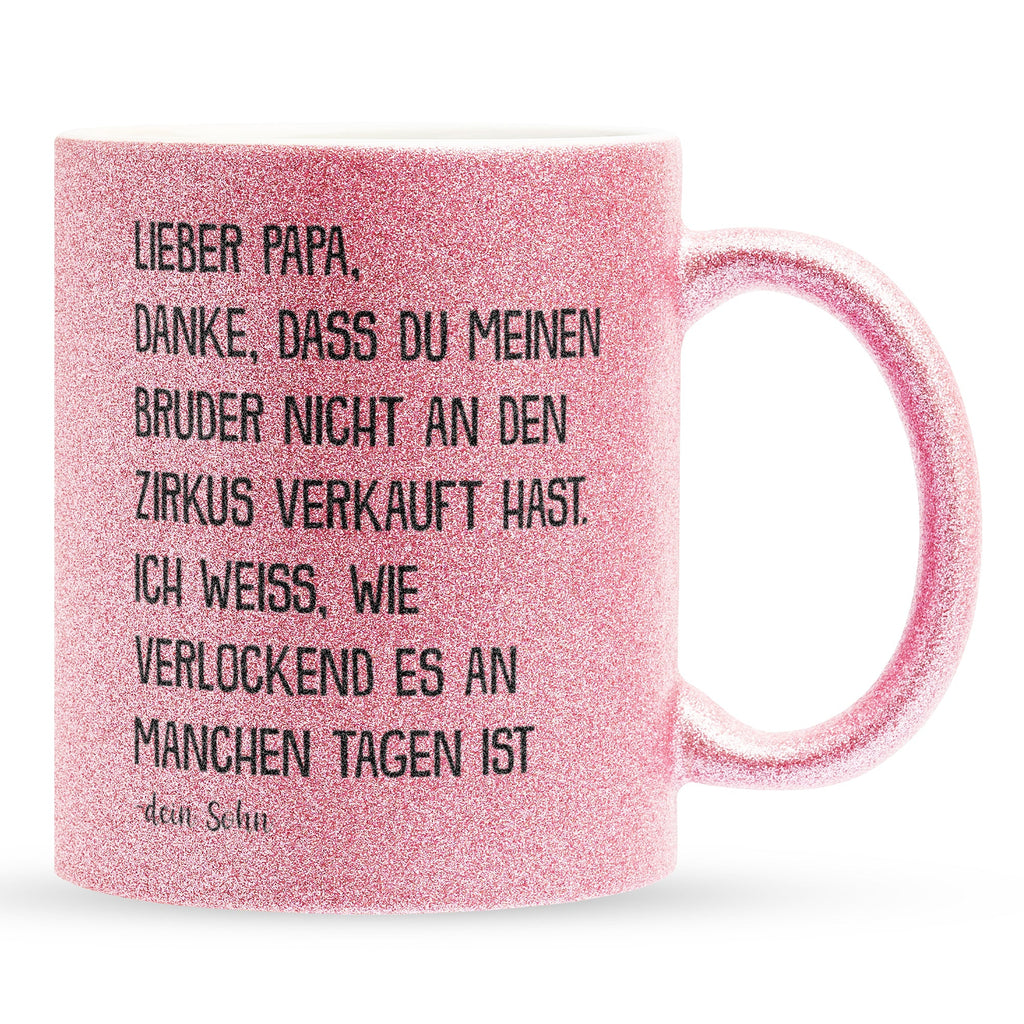 22Feels® Papa Geschenk von Sohn - Glitzertasse mit Spruch (Pink, 320ml)-Glitzertasse Pink 320ml-22Feels
