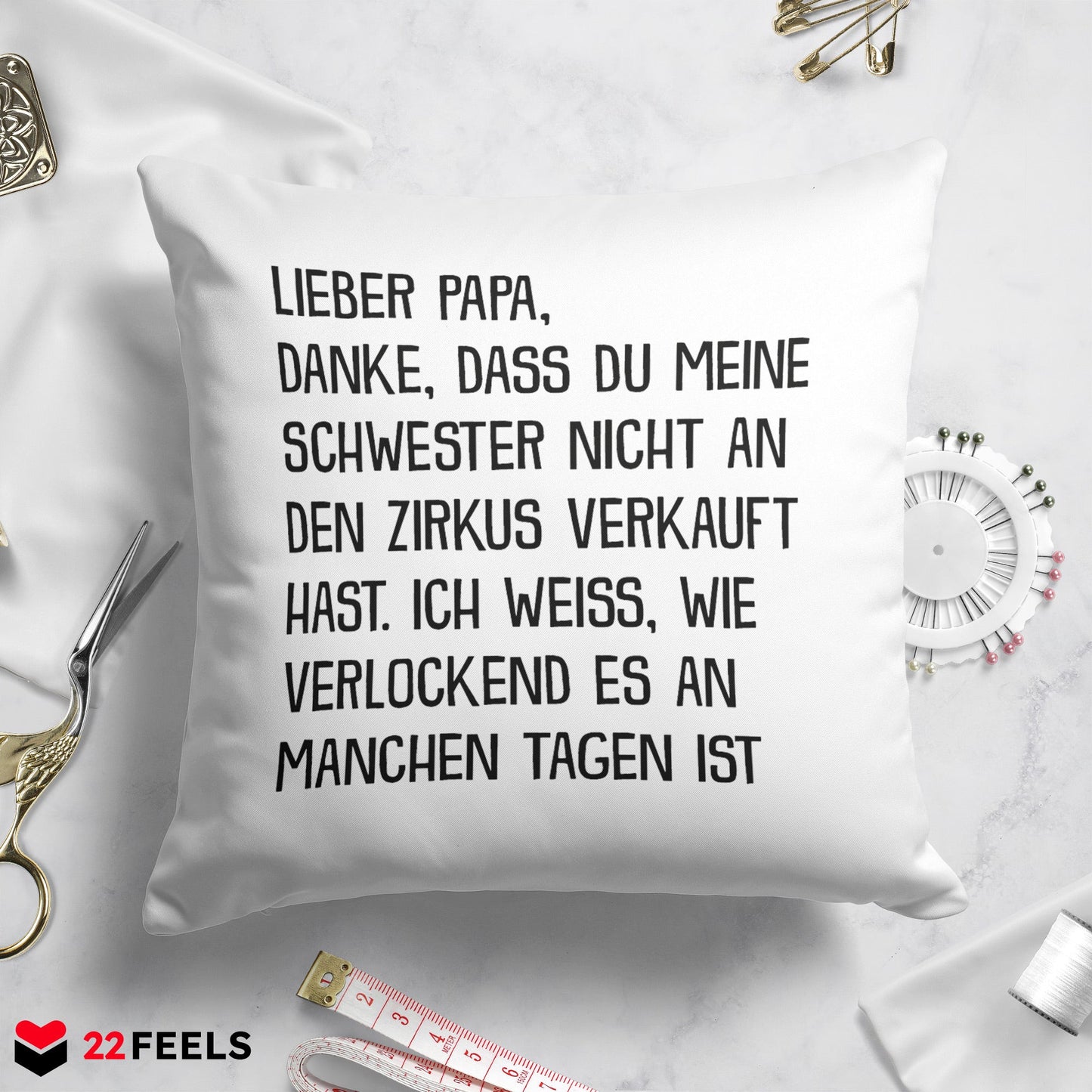 22Feels® Papa Geschenk - Kissen mit Spruch (Weiss 40x40cm)-Kissen Weiss 40x40-22Feels