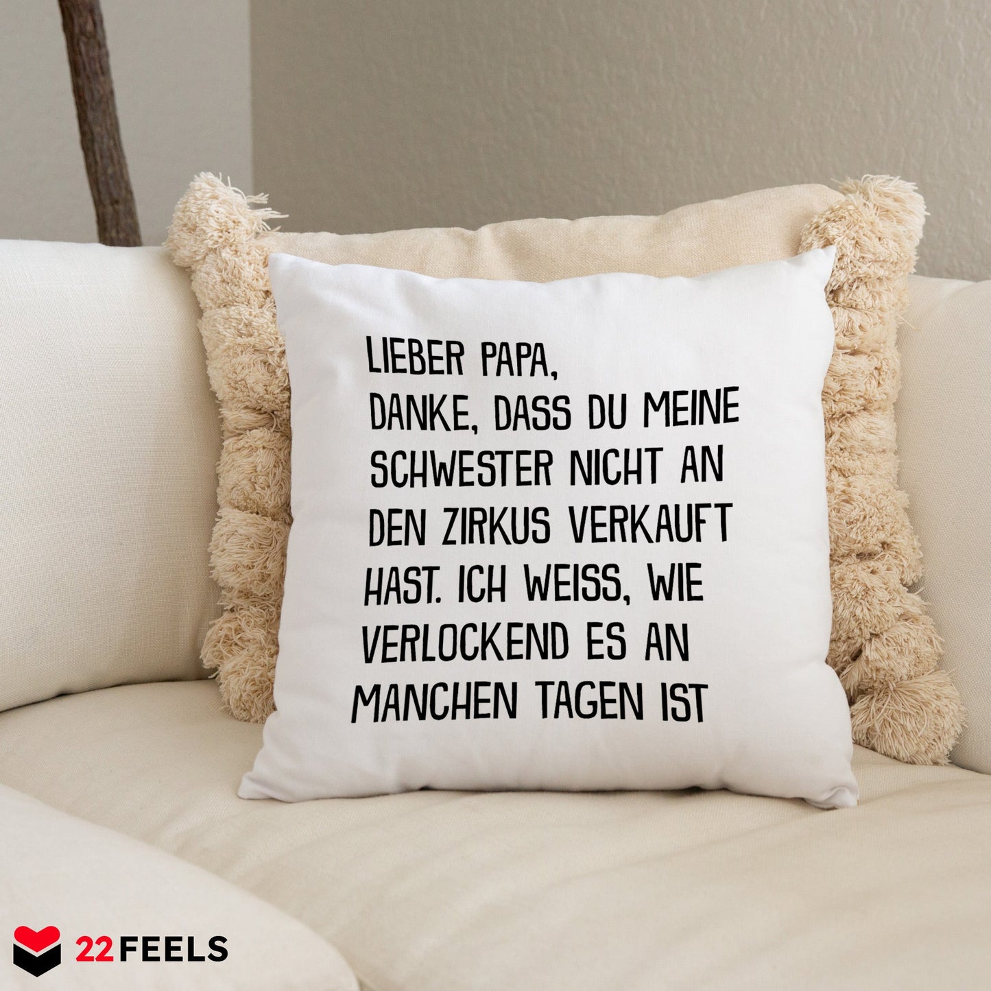 22Feels® Papa Geschenk - Kissen mit Spruch (Weiss 40x40cm)-Kissen Weiss 40x40-22Feels