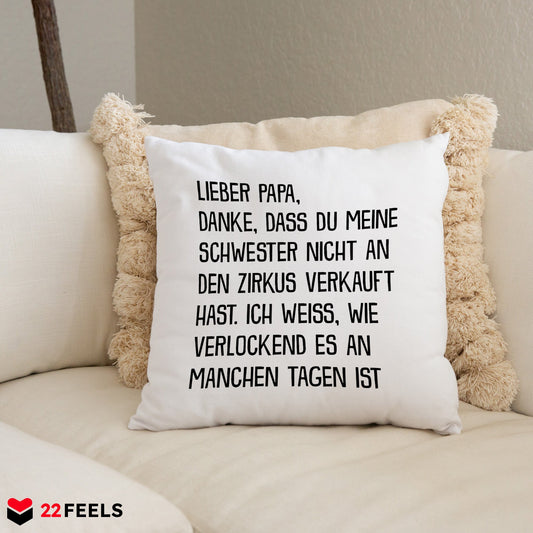 22Feels® Papa Geschenk - Kissen mit Spruch (Weiss 40x40cm)-Kissen Weiss 40x40-22Feels