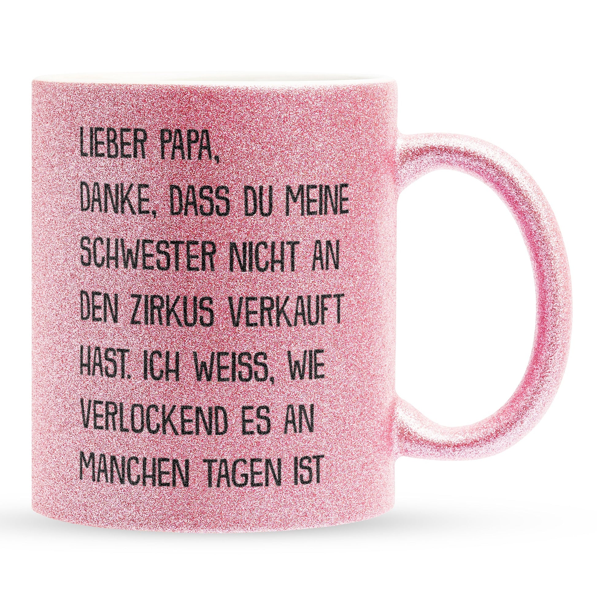 22Feels® Papa Geschenk - Glitzertasse mit Spruch (Pink, 320ml)-Glitzertasse Pink 320ml-22Feels