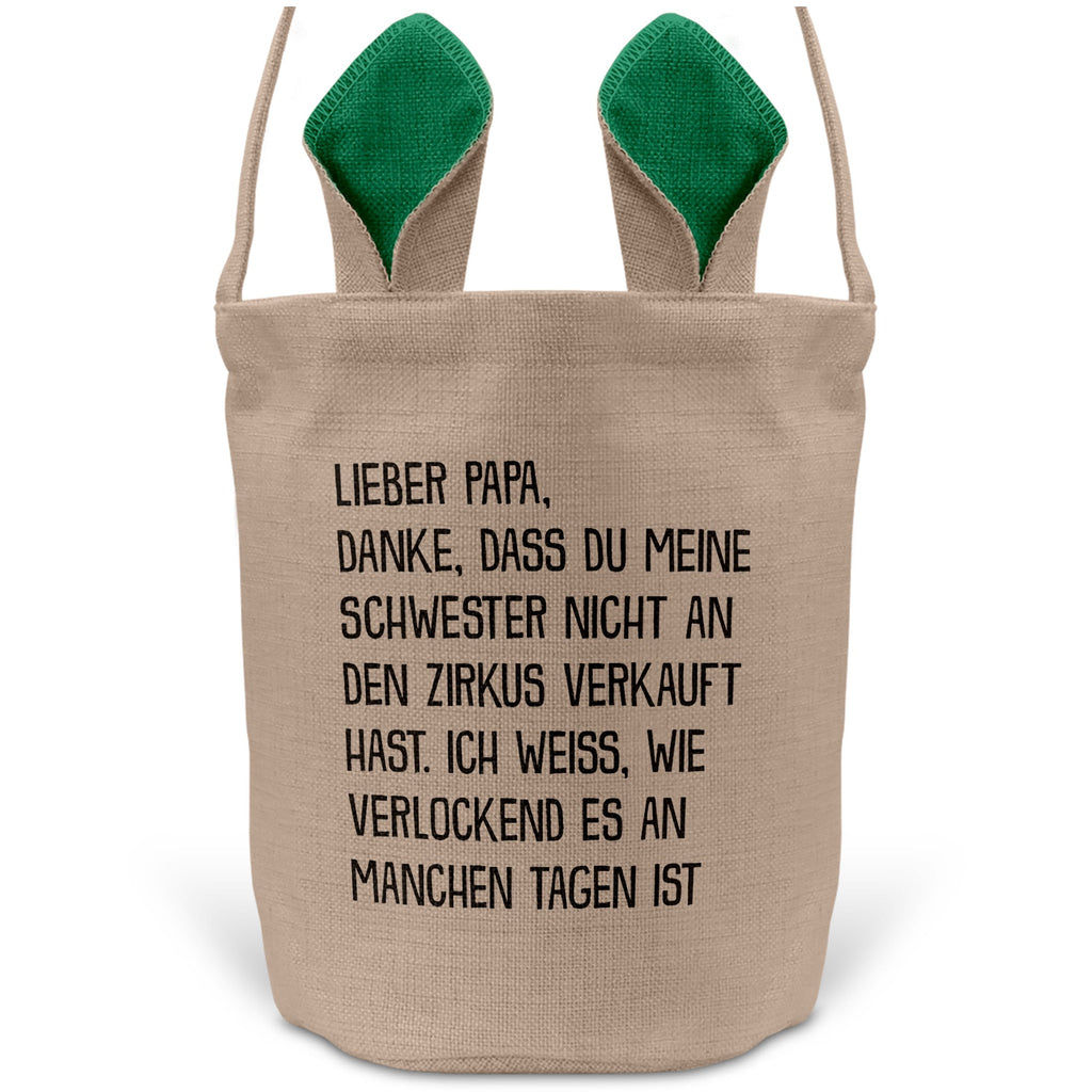 22Feels® Papa Osterkorb Vater mit Henkel Ostergeschenk Tragetasche Ostern Deko Osternest Körbchen Hasenohren (Beige/Grün)-Ostern Tragetasche-22Feels