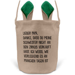 22Feels® Papa Osterkorb Vater mit Henkel Ostergeschenk Tragetasche Ostern Deko Osternest Körbchen Hasenohren (Beige/Grün)-Ostern Tragetasche-22Feels