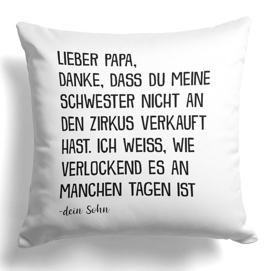 22Feels® Papa Geschenk von Sohn - Kissen mit Spruch (Weiss 40x40cm)-Kissen Weiss 40x40-22Feels