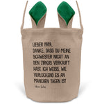 22Feels® Papa Osterkorb von Sohn Vater mit Henkel Ostergeschenk Tragetasche Ostern Deko Osternest Körbchen Hasenohren (Beige/Grün)-Ostern Tragetasche-22Feels
