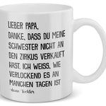 22Feels® Geschenk für Papa von Tochter - Spruch: Zirkus Schwester (Weiss, 320ml)-Weisse Tasse 320ml-22Feels