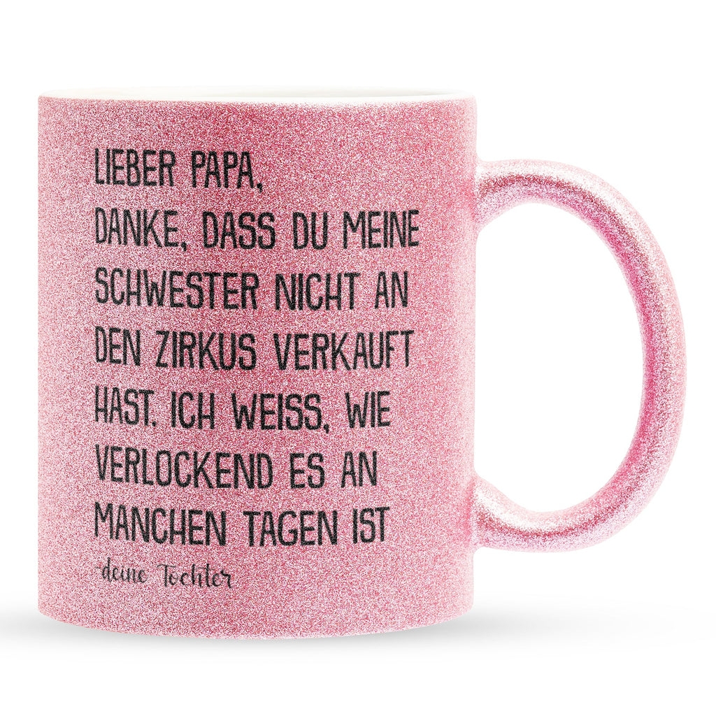 22Feels® Papa Geschenk von Tochter - Glitzertasse mit Spruch (Pink, 320ml)-Glitzertasse Pink 320ml-22Feels