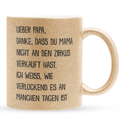 22Feels® Papa Geschenk - Glitzertasse mit Spruch (Gold, 320ml)-Glitzertasse Gold 320ml-22Feels