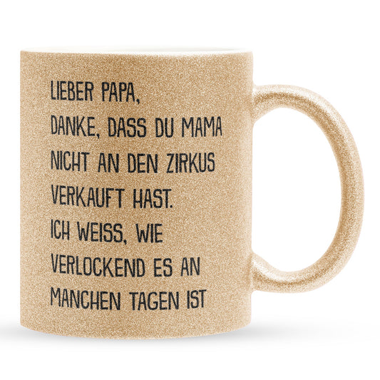 22Feels® Papa Geschenk - Glitzertasse mit Spruch (Gold, 320ml)-Glitzertasse Gold 320ml-22Feels