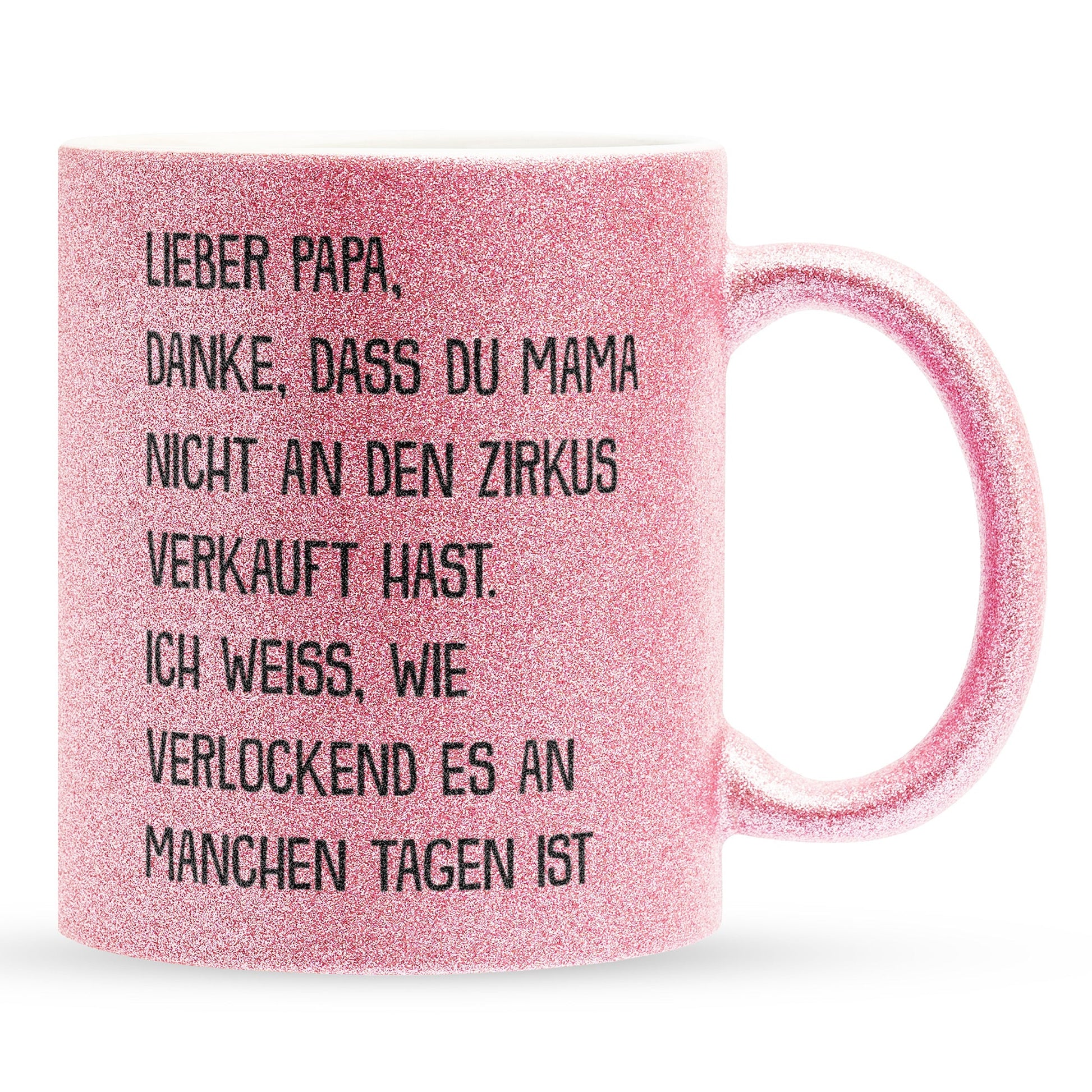 22Feels® Papa Geschenk - Glitzertasse mit Spruch (Pink, 320ml)-Glitzertasse Pink 320ml-22Feels