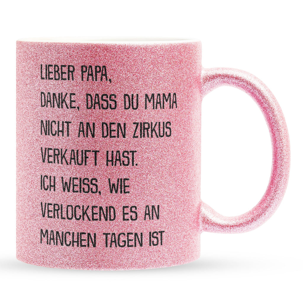 22Feels® Papa Geschenk - Glitzertasse mit Spruch (Pink, 320ml)-Glitzertasse Pink 320ml-22Feels