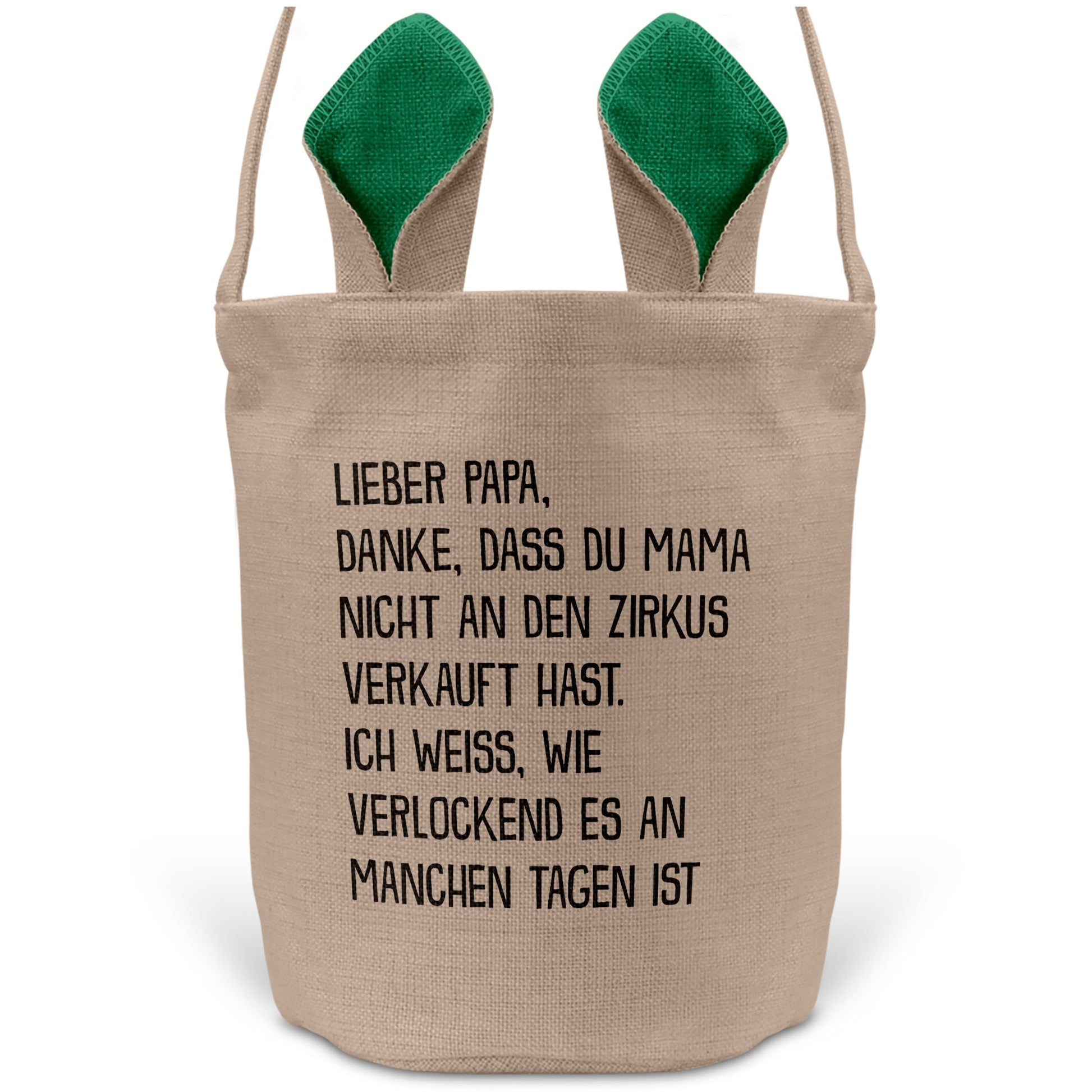 22Feels® Papa Osterkorb Vater mit Henkel Ostergeschenk Tragetasche Ostern Deko Osternest Körbchen Hasenohren (Beige/Grün)-Ostern Tragetasche-22Feels